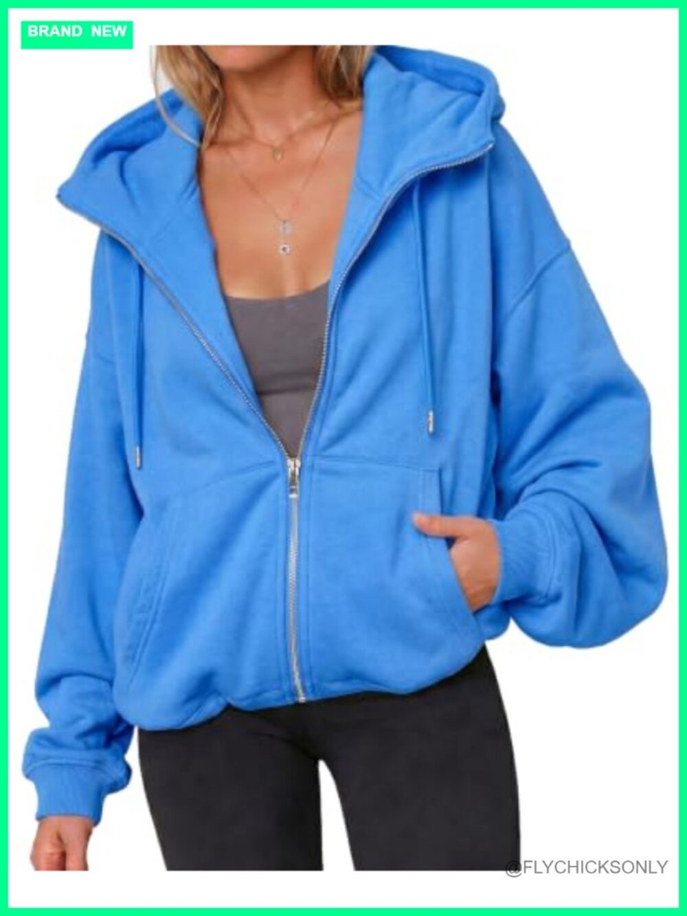 Oversized Zip Up Hoodie Sweatshirt Cotton Polyester Fall Layering Casual